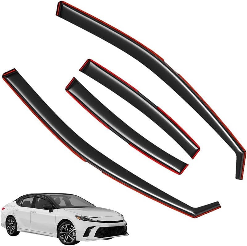 LONGKEES in-Channel Window Visors Rain Guards FIT Toyota Camry Side (2025-2026) – 4-Piece in-Channel Dark-Smoke Polycarbonate Vent Deflectors - Image 1